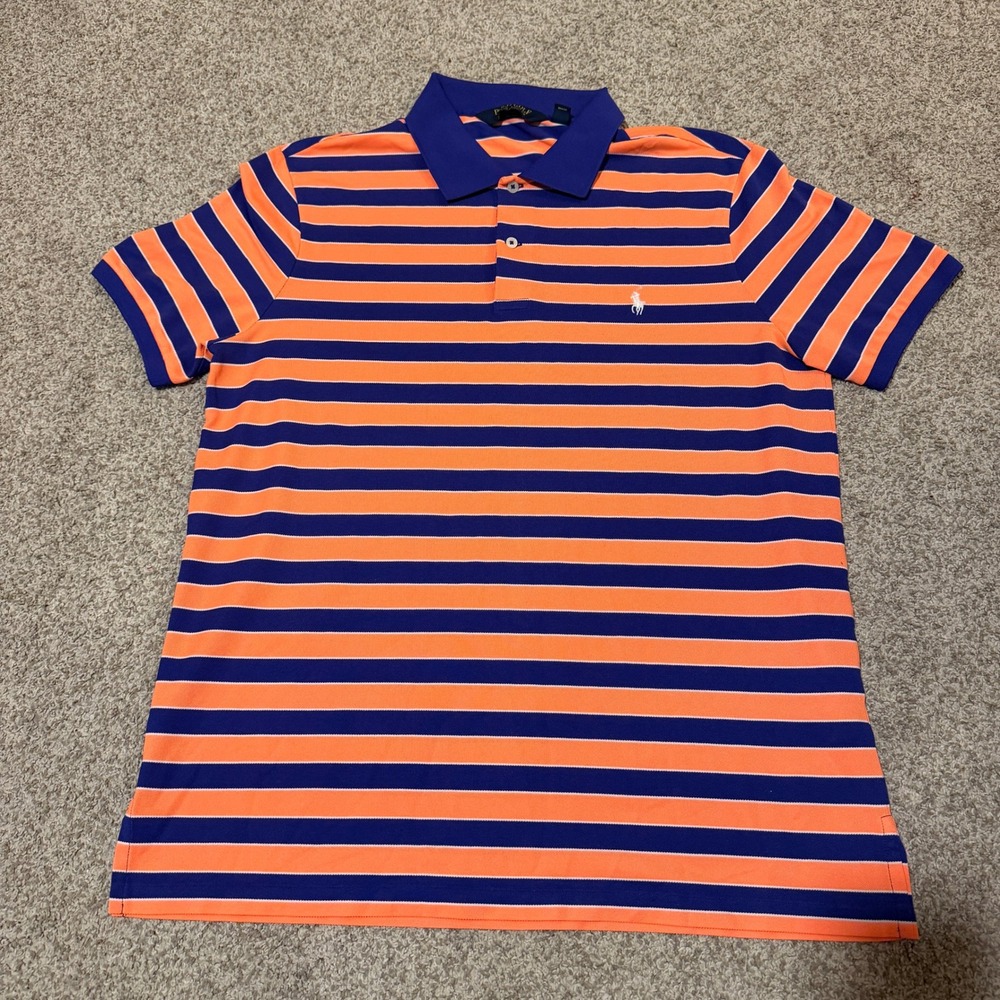 Polo Golf Ralph Lauren Mens XL Pro Fit Polo Orange Purple Striped Performance